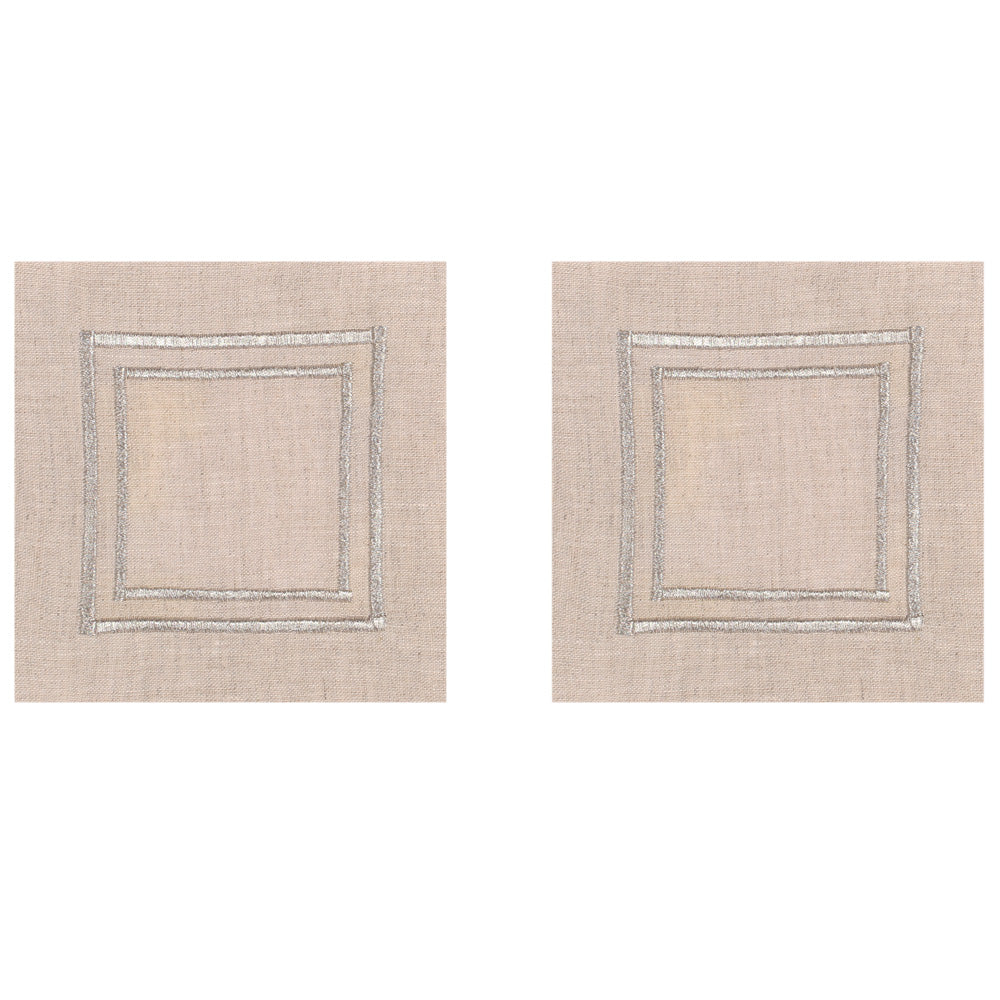 Bardak Altlığı - Two Lines - Naturele Gümüş