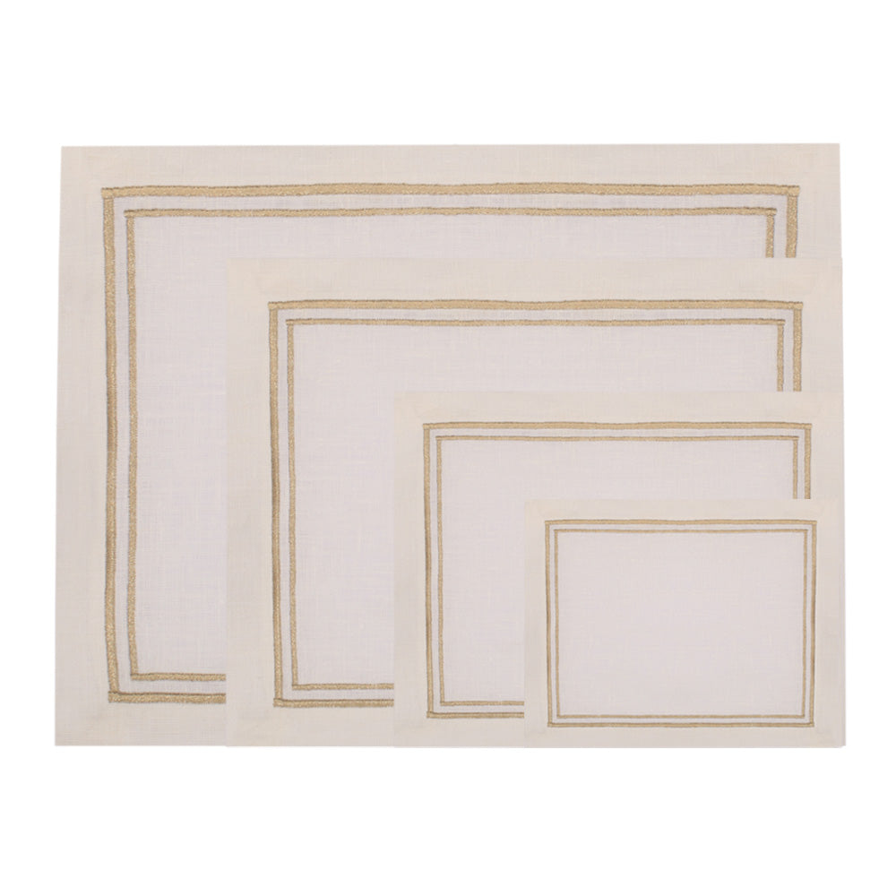 Tepsi Örtüsü - Two Lines - Kreme Altın